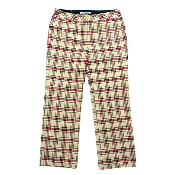 VTG TOMMY HILFIGER Wool Blend Wide Leg Plaid Trouser Pants  90s Y2K  SZ 12 - Picture 2 of 10